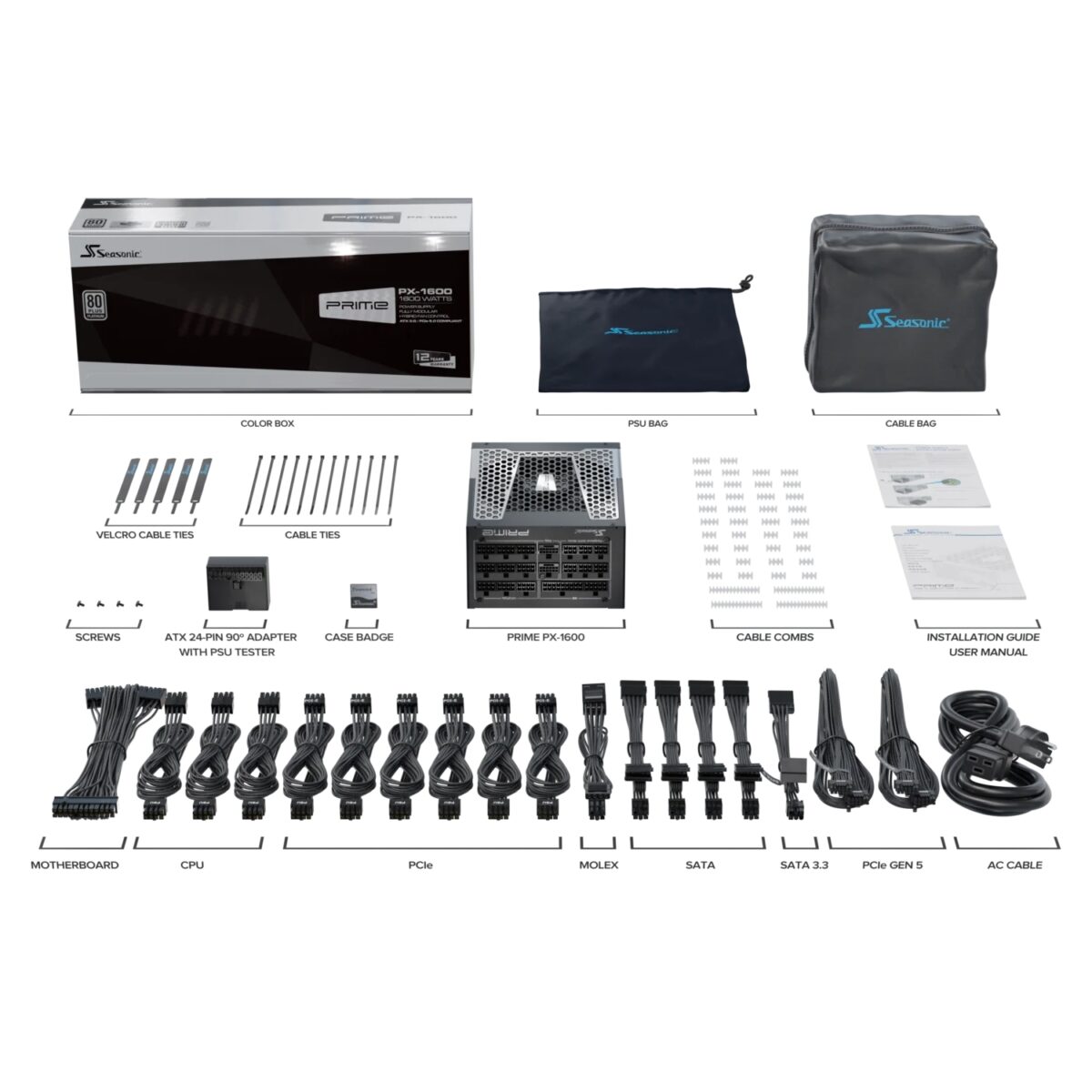 Seasonic 1600W Prime PX-1600 80+ Platinum Modular Gen3, SSR-1600PD2 34441 - Image 6