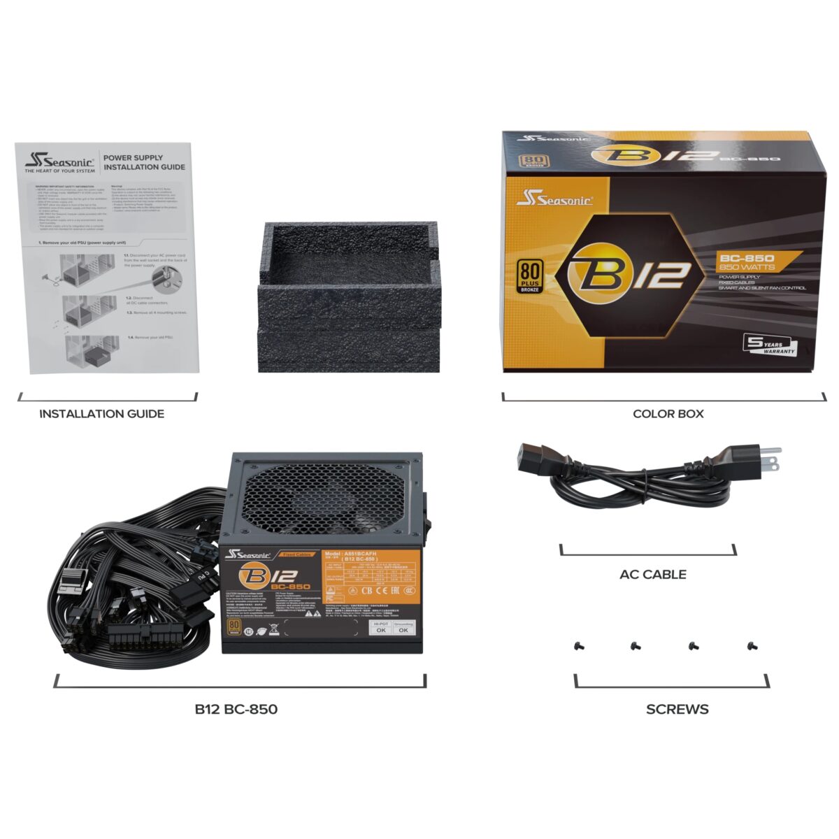Seasonic 850W B12 BC-850, 80+ Bronze - Image 3