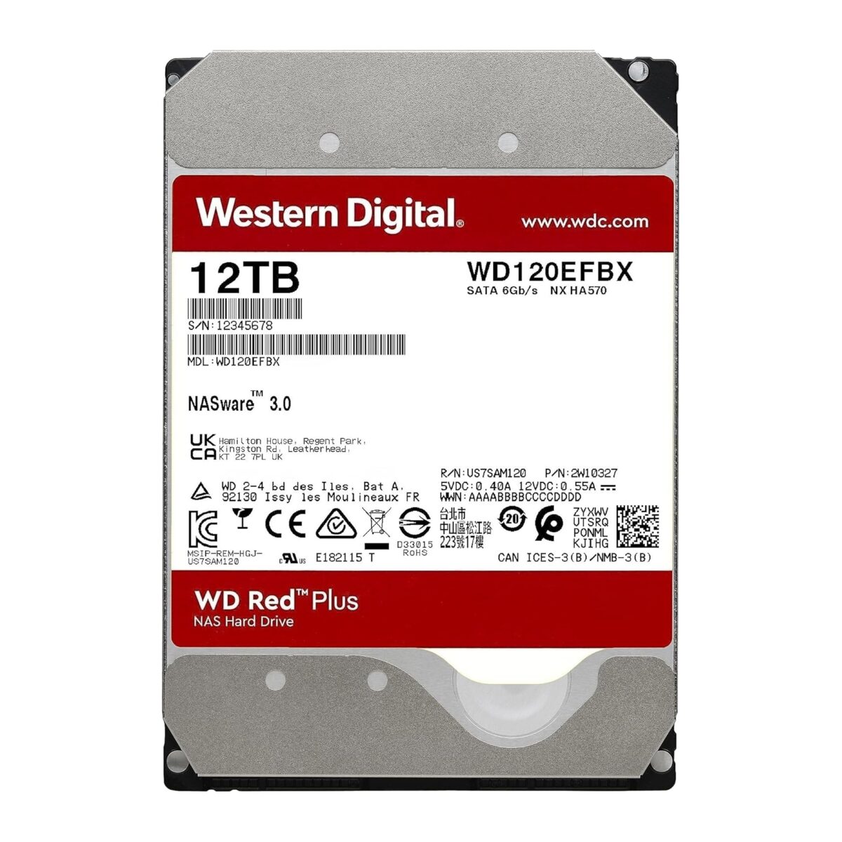 WD 12TB WD120EFBX 7200rpm 256MB Red Plus NAS Sata III 256MB