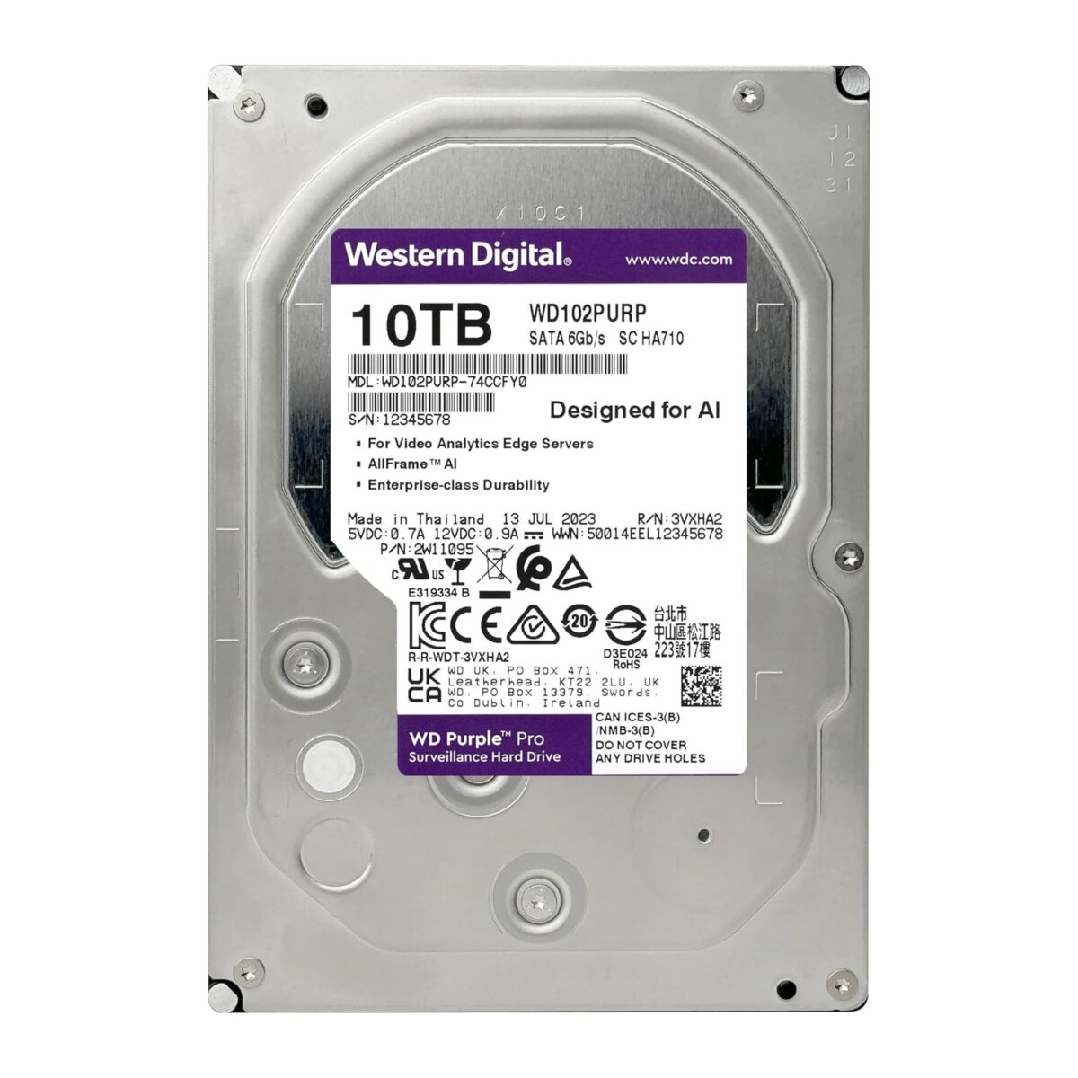 WD 10TB WD102PURP Purple Pro 512MB 3.5in  7.200 - Image 2